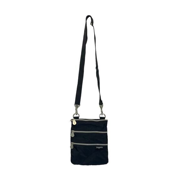 Baggallini Black Nylon Multipocket Zipper Crossbody Bag Travel Everyday - Picture 1 of 7